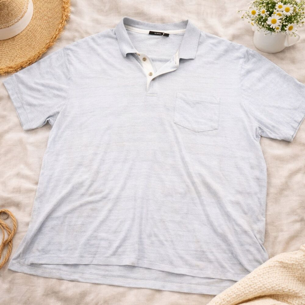 Tasso Elba Polo Shirt Men's Large Blue Short Sleeve Cotton Golf Casual